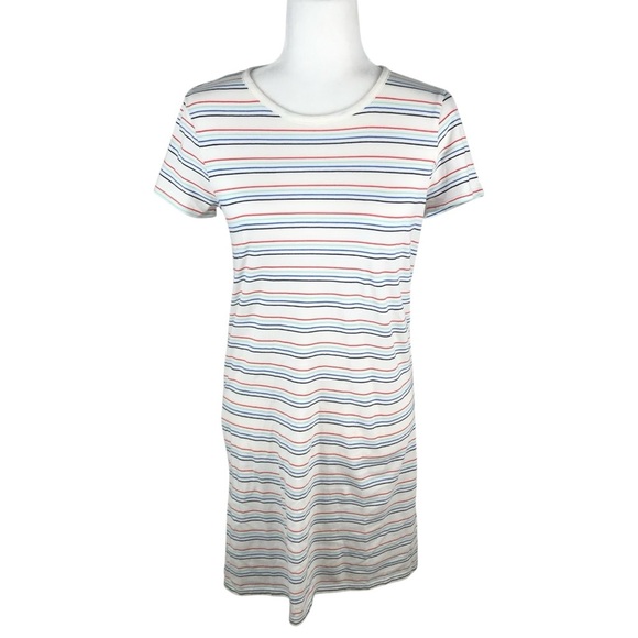 J. Crew White Colorful Striped T Shirt Dress Size XS - Picture 1 of 7